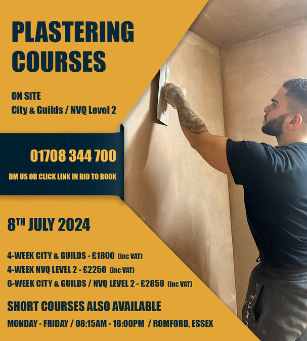 NVQ Level 2 / City & Guilds Plastering Courses - Next Monday 8th July